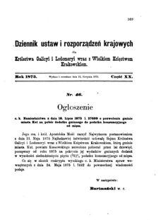 Landes-Gesetz- und Verordnungsblatt für das Königreich Galizien und Lodomerien sammt dem Großherzogthume Krakau 1875bl01 Seite: 169