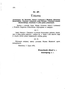 Landes-Gesetz- und Verordnungsblatt für das Königreich Galizien und Lodomerien sammt dem Großherzogthume Krakau 1875bl01 Seite: 170