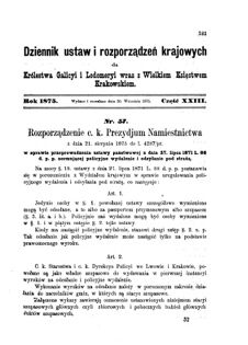 Landes-Gesetz- und Verordnungsblatt für das Königreich Galizien und Lodomerien sammt dem Großherzogthume Krakau 1875bl01 Seite: 181