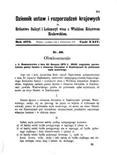 Landes-Gesetz- und Verordnungsblatt für das Königreich Galizien und Lodomerien sammt dem Großherzogthume Krakau 1875bl01 Seite: 201