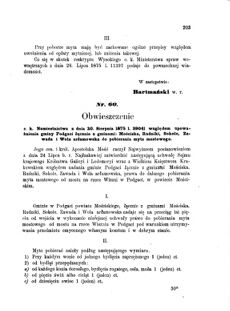 Landes-Gesetz- und Verordnungsblatt für das Königreich Galizien und Lodomerien sammt dem Großherzogthume Krakau 1875bl01 Seite: 203