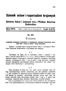 Landes-Gesetz- und Verordnungsblatt für das Königreich Galizien und Lodomerien sammt dem Großherzogthume Krakau 1875bl01 Seite: 213