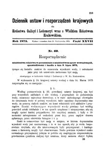 Landes-Gesetz- und Verordnungsblatt für das Königreich Galizien und Lodomerien sammt dem Großherzogthume Krakau 1875bl01 Seite: 215