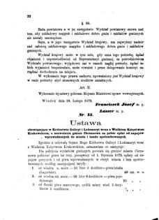 Landes-Gesetz- und Verordnungsblatt für das Königreich Galizien und Lodomerien sammt dem Großherzogthume Krakau 1875bl01 Seite: 22