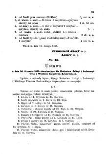 Landes-Gesetz- und Verordnungsblatt für das Königreich Galizien und Lodomerien sammt dem Großherzogthume Krakau 1875bl01 Seite: 23