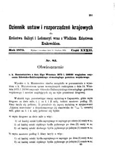 Landes-Gesetz- und Verordnungsblatt für das Königreich Galizien und Lodomerien sammt dem Großherzogthume Krakau 1875bl01 Seite: 253