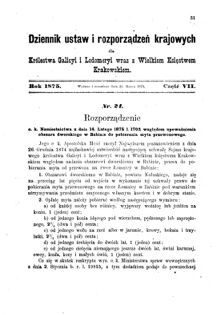 Landes-Gesetz- und Verordnungsblatt für das Königreich Galizien und Lodomerien sammt dem Großherzogthume Krakau 1875bl01 Seite: 31