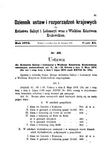 Landes-Gesetz- und Verordnungsblatt für das Königreich Galizien und Lodomerien sammt dem Großherzogthume Krakau 1875bl01 Seite: 61