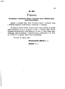 Landes-Gesetz- und Verordnungsblatt für das Königreich Galizien und Lodomerien sammt dem Großherzogthume Krakau 1875bl01 Seite: 63