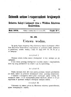 Landes-Gesetz- und Verordnungsblatt für das Königreich Galizien und Lodomerien sammt dem Großherzogthume Krakau 1875bl01 Seite: 77