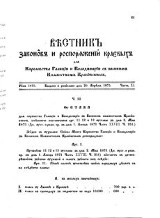 Landes-Gesetz- und Verordnungsblatt für das Königreich Galizien und Lodomerien sammt dem Großherzogthume Krakau 1875bl02 Seite: 65