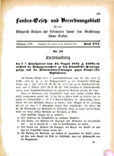 Landes-Gesetz- und Verordnungsblatt für das Königreich Galizien und Lodomerien sammt dem Großherzogthume Krakau 18760925 Seite: 1