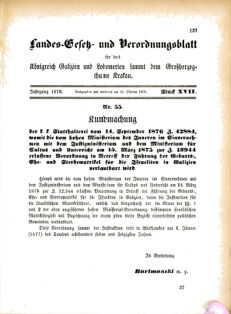 Landes-Gesetz- und Verordnungsblatt für das Königreich Galizien und Lodomerien sammt dem Großherzogthume Krakau