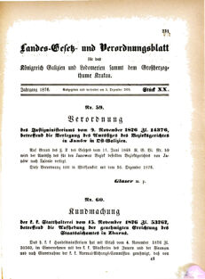 Landes-Gesetz- und Verordnungsblatt für das Königreich Galizien und Lodomerien sammt dem Großherzogthume Krakau 18761205 Seite: 1