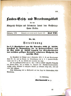 Landes-Gesetz- und Verordnungsblatt für das Königreich Galizien und Lodomerien sammt dem Großherzogthume Krakau 18761220 Seite: 1