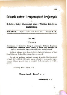 Landes-Gesetz- und Verordnungsblatt für das Königreich Galizien und Lodomerien sammt dem Großherzogthume Krakau 1876bl01 Seite: 109