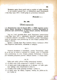 Landes-Gesetz- und Verordnungsblatt für das Königreich Galizien und Lodomerien sammt dem Großherzogthume Krakau 1876bl01 Seite: 121