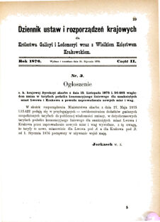 Landes-Gesetz- und Verordnungsblatt für das Königreich Galizien und Lodomerien sammt dem Großherzogthume Krakau 1876bl01 Seite: 29