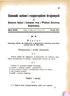 Landes-Gesetz- und Verordnungsblatt für das Königreich Galizien und Lodomerien sammt dem Großherzogthume Krakau 1876bl01 Seite: 43