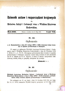 Landes-Gesetz- und Verordnungsblatt für das Königreich Galizien und Lodomerien sammt dem Großherzogthume Krakau 1876bl01 Seite: 67