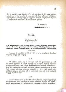 Landes-Gesetz- und Verordnungsblatt für das Königreich Galizien und Lodomerien sammt dem Großherzogthume Krakau 1876bl01 Seite: 87