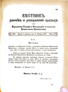 Landes-Gesetz- und Verordnungsblatt für das Königreich Galizien und Lodomerien sammt dem Großherzogthume Krakau 1876bl02 Seite: 227