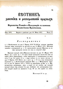 Landes-Gesetz- und Verordnungsblatt für das Königreich Galizien und Lodomerien sammt dem Großherzogthume Krakau 1876bl02 Seite: 71