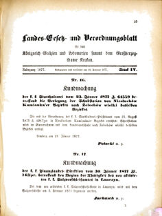 Landes-Gesetz- und Verordnungsblatt für das Königreich Galizien und Lodomerien sammt dem Großherzogthume Krakau 18770220 Seite: 1