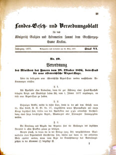 Landes-Gesetz- und Verordnungsblatt für das Königreich Galizien und Lodomerien sammt dem Großherzogthume Krakau 18770320 Seite: 1