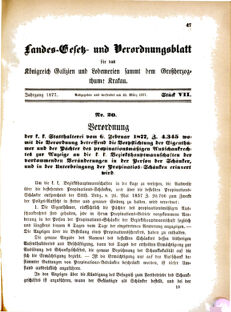 Landes-Gesetz- und Verordnungsblatt für das Königreich Galizien und Lodomerien sammt dem Großherzogthume Krakau 18770322 Seite: 1