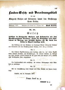 Landes-Gesetz- und Verordnungsblatt für das Königreich Galizien und Lodomerien sammt dem Großherzogthume Krakau 18771206 Seite: 1