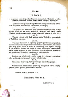 Landes-Gesetz- und Verordnungsblatt für das Königreich Galizien und Lodomerien sammt dem Großherzogthume Krakau 1877bl01 Seite: 100