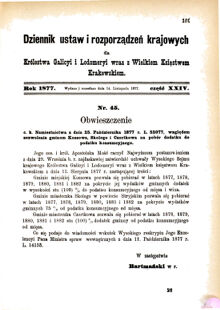 Landes-Gesetz- und Verordnungsblatt für das Königreich Galizien und Lodomerien sammt dem Großherzogthume Krakau 1877bl01 Seite: 101