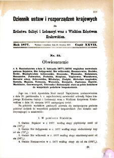 Landes-Gesetz- und Verordnungsblatt für das Königreich Galizien und Lodomerien sammt dem Großherzogthume Krakau 1877bl01 Seite: 109