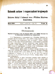 Landes-Gesetz- und Verordnungsblatt für das Königreich Galizien und Lodomerien sammt dem Großherzogthume Krakau 1877bl01 Seite: 59