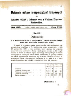 Landes-Gesetz- und Verordnungsblatt für das Königreich Galizien und Lodomerien sammt dem Großherzogthume Krakau 1877bl01 Seite: 67