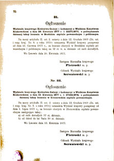 Landes-Gesetz- und Verordnungsblatt für das Königreich Galizien und Lodomerien sammt dem Großherzogthume Krakau 1877bl01 Seite: 70