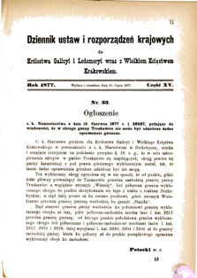 Landes-Gesetz- und Verordnungsblatt für das Königreich Galizien und Lodomerien sammt dem Großherzogthume Krakau 1877bl01 Seite: 71