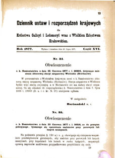 Landes-Gesetz- und Verordnungsblatt für das Königreich Galizien und Lodomerien sammt dem Großherzogthume Krakau 1877bl01 Seite: 73