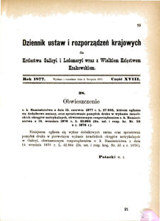 Landes-Gesetz- und Verordnungsblatt für das Königreich Galizien und Lodomerien sammt dem Großherzogthume Krakau 1877bl01 Seite: 79