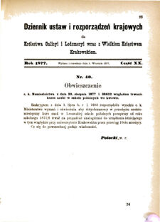 Landes-Gesetz- und Verordnungsblatt für das Königreich Galizien und Lodomerien sammt dem Großherzogthume Krakau 1877bl01 Seite: 93