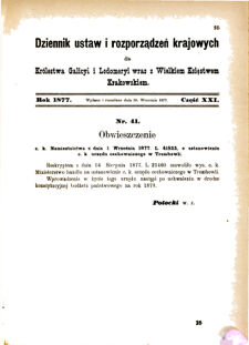 Landes-Gesetz- und Verordnungsblatt für das Königreich Galizien und Lodomerien sammt dem Großherzogthume Krakau 1877bl01 Seite: 95