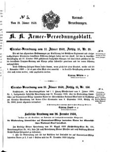 Verordnungsblatt für das Kaiserlich-Königliche Heer 18590119 Seite: 1