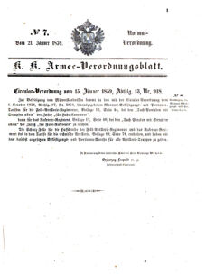 Verordnungsblatt für das Kaiserlich-Königliche Heer 18590121 Seite: 1