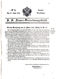 Verordnungsblatt für das Kaiserlich-Königliche Heer 18590122 Seite: 1