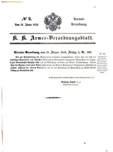 Verordnungsblatt für das Kaiserlich-Königliche Heer 18590126 Seite: 1