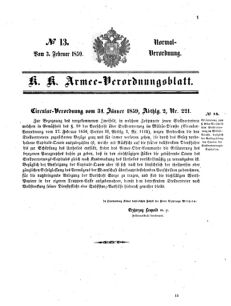 Verordnungsblatt für das Kaiserlich-Königliche Heer 18590203 Seite: 1