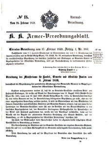 Verordnungsblatt für das Kaiserlich-Königliche Heer 18590219 Seite: 1