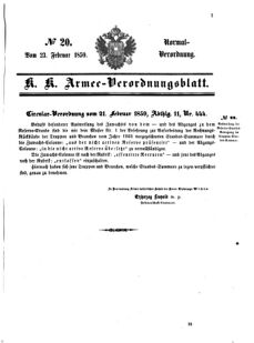 Verordnungsblatt für das Kaiserlich-Königliche Heer 18590223 Seite: 1