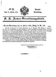 Verordnungsblatt für das Kaiserlich-Königliche Heer 18590225 Seite: 1